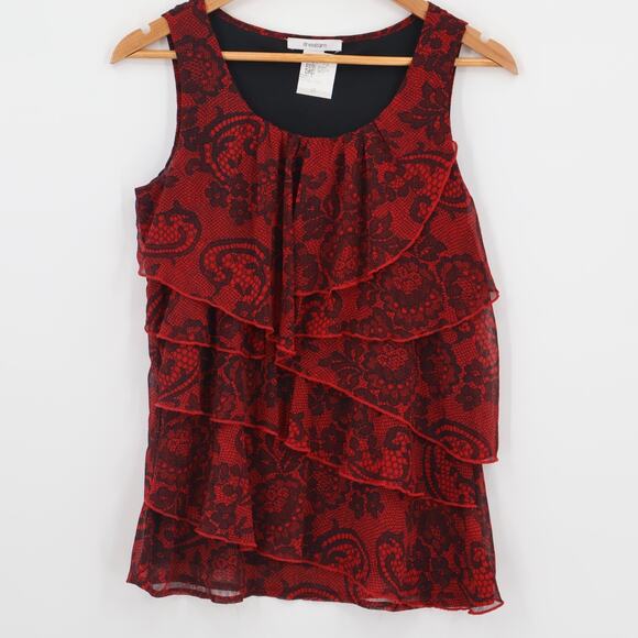 Chiffon Tiered Ruffle Top Whimsigoth Witchy Vamp Gothic Fairy Grunge Size S - Picture 1 of 7
